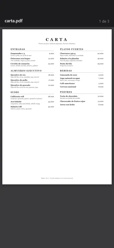 Carta en PDF ajustada al ancho del celular, con la hoja completa y la letra tan pequeña que no se alcanza a leer